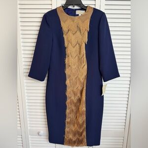 Vintage Sharrone elegant Navy and Gold Dress